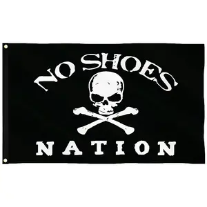 No Shoes Nation 3x5Ft Flag Funny Skull Crossbones Tapestry for Indoor Outdoor College Dorm Wall Farm Decor Banner with 2 Brass Grommets