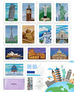 Foreveryoung Minigem Small Diamond Art Kits for Beginners, 12Pcs World-Famous Landmark Square Diamond Painting Kits for Adults, 3-Hour Postcard-Style Mini Diamond Art Kits (5x7 Inch)