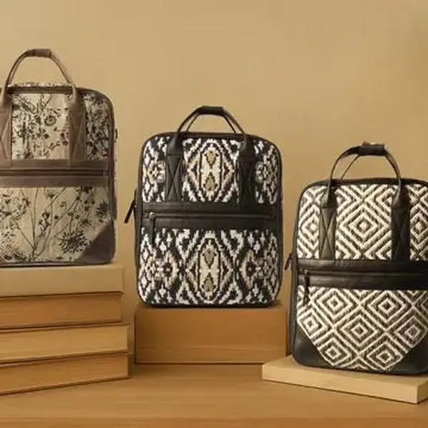 Sage Bloom Canvas Leather Backpack
