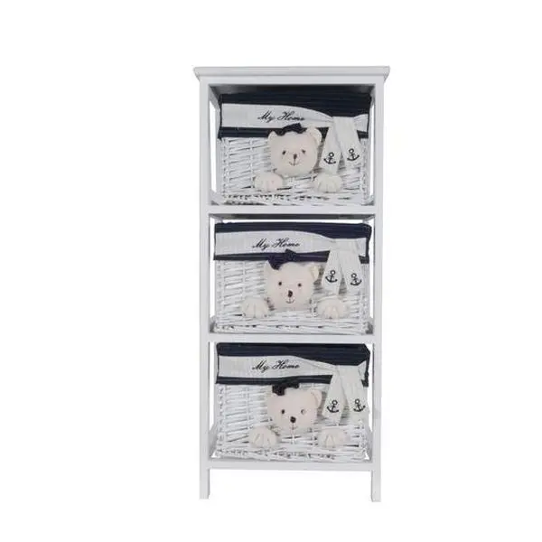 Anne Home - 3 Portable Storage Drawers with Bear Details in White