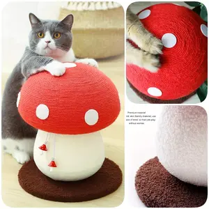 Mushroom Scratching Post - Sisal Rope Scratcher Post - Cute Cat Scratcher Pet Training Toy For Indoor Cats, Mushroom Shape