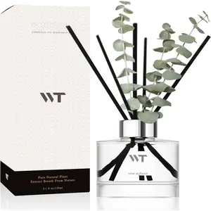 Flower Reed Diffuser Set  Eucalyptus Mint Scent for Bathroom Accessories Shelf Decor & Air Fresheners, Sticks Defusers with 5.1 fl oz Essential Oils & Leaves, House Bedroom Office Decor & Gifts