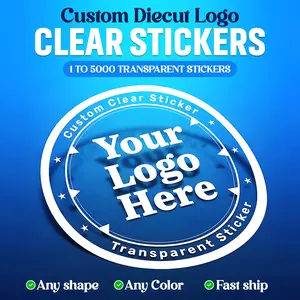 Custom Clear Stickers | Transparent Vinyl Stickers | Personalized Die Cut Logo Waterproof Vinyl Labels | Any Shape | Business Branding – 50 Pack Premium Quality