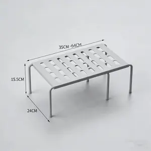 Solid-Color Detachable Telescopic Multi-Tier Storage Rack Wardrobe Organization Divider Adjustable Shelf For Cabinets & Bathrooms Space-Saving Rack For Kitchens, Living Rooms & Dorms Plastic Shoe & Slipper Storage Rack