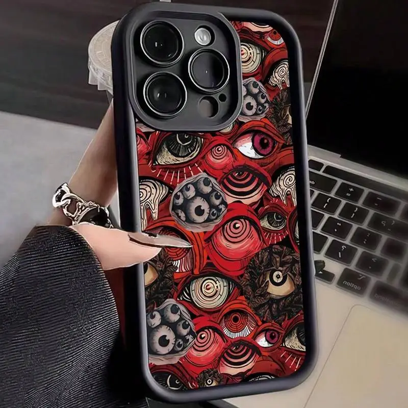 Abstract Eye Pattern Phone Case, Decorative Phone Protector Cover, Phone Accessories Compatible with iPhone 15 14 13 12 11 Plus/Pro/Pro Max, Protectiv