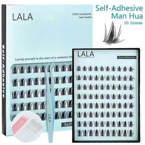【ManHua】LALA DIY Eyelashes Self Adhesive Lash Clusters Pre glued Eyelash Clusters No Glue Needed Lashes Wispy Spicky Cluster Eyelash extensions 10-16mm Individual Lashes