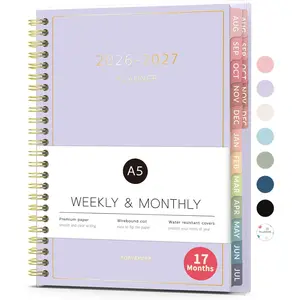 Aug 2026 - Dec 2027 17 Month Academic Planner 2026-2027, 6.3" x 8.4" A5, Weekly and Monthly Calendar Planner, Daily Agenda Book, College School Supply for Student Teacher, Purple