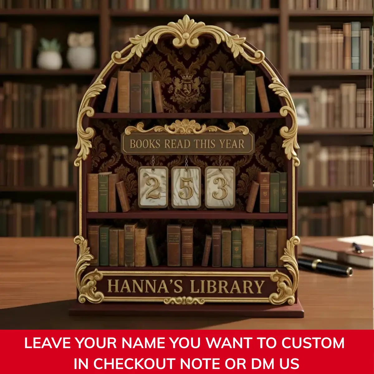 Personalized Wooden Dragon Book Tracker - Reading Counter with Number Tiles, Fantasy Book Stack Sign, Custom Library Home Decor, Room Accessories, Reader Gift