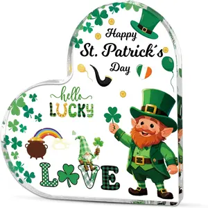 St Patricks Day Decor for Desk Saint Patricks Day Decorations St Patty's Day Decorations for Office Irish Blessing Decor Acrylic Heart Shamrocks Decors for Home