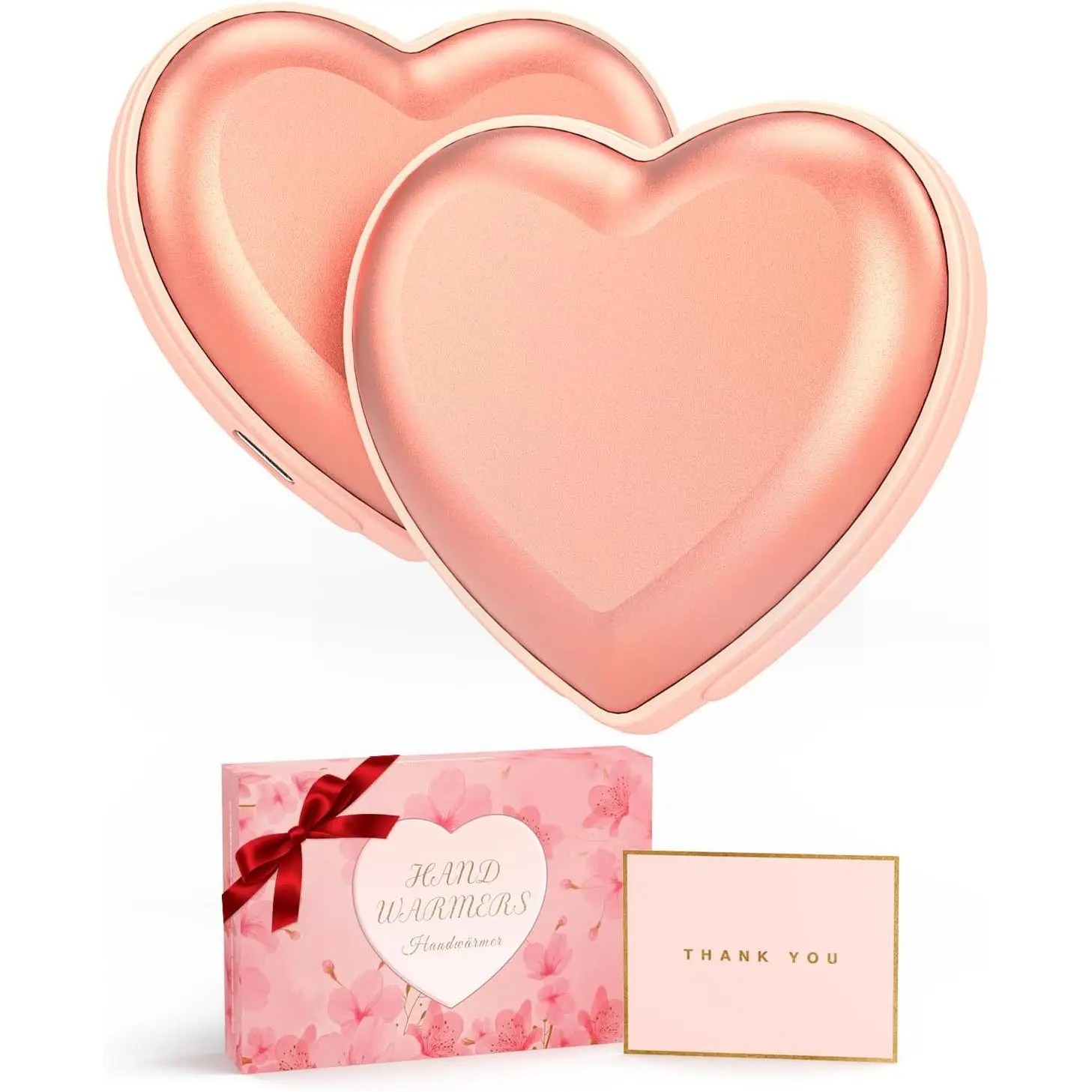 2PCS Cute Heart-Shaped 2-in-1 Rechargeable P-Hand Warmers, 5200mAh Compact Portable Quick Heating Pocket-Sized Power Banks for Women, Family, Valentines Day, Birthdays