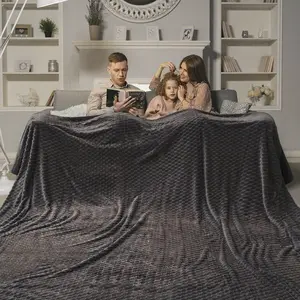 Moli Oversized Blanket 120x120 Inches, Giant Huge Companion for Bed, Sofa,Travel and Camping, Extra Large Big Soft Blanket Fits The Whole Family and Outdoors, Dark Grey 10'x10'