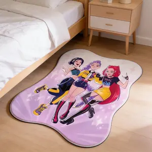 K-Pop Witches Pattern Carpet Irregular Shape Cartoon Plush Carpet Fluffy Soft Star Pattern Bedroom Decorative Carpet Girly Style Cute Bedside Rug Home Washable Casual Washable Floor Mat