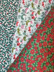 Liberty of London Holly Jolly Christmas Fabric Bundle 3 Fat Quarters 18"x21" Premium Cotton Italian Made Festive Prints for Needlepoint Ornaments
