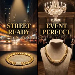 Men's 18K Gold-Plated Stainless Steel Necklace with Flip Clasp English Letter Design Thin Dense Cuban Chain for Everyday Wear Street Ready Event Perfect