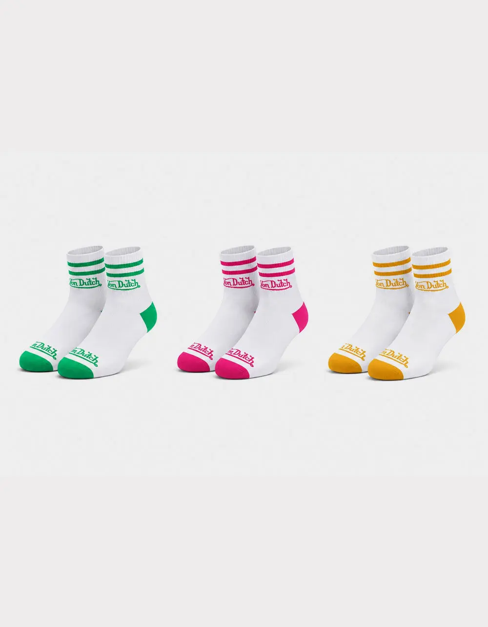 VON DUTCH Originals 3 Pack Womens Quarter Crew Socks, Multi-Colored