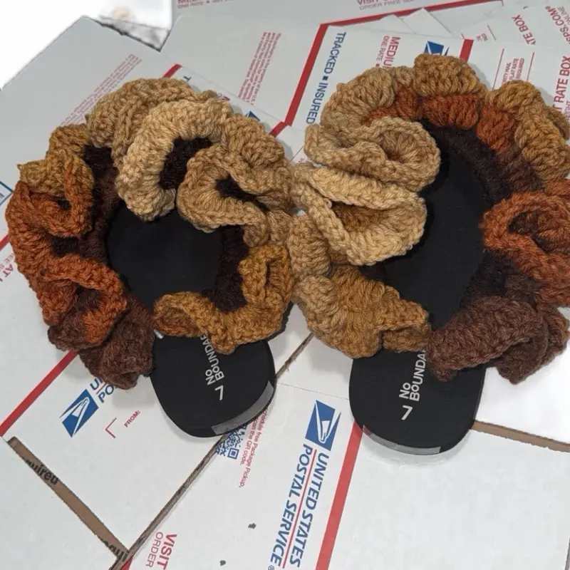 Women's Slide Crochet Slippers, Fashion Comfortable Footwear for Daily Wear