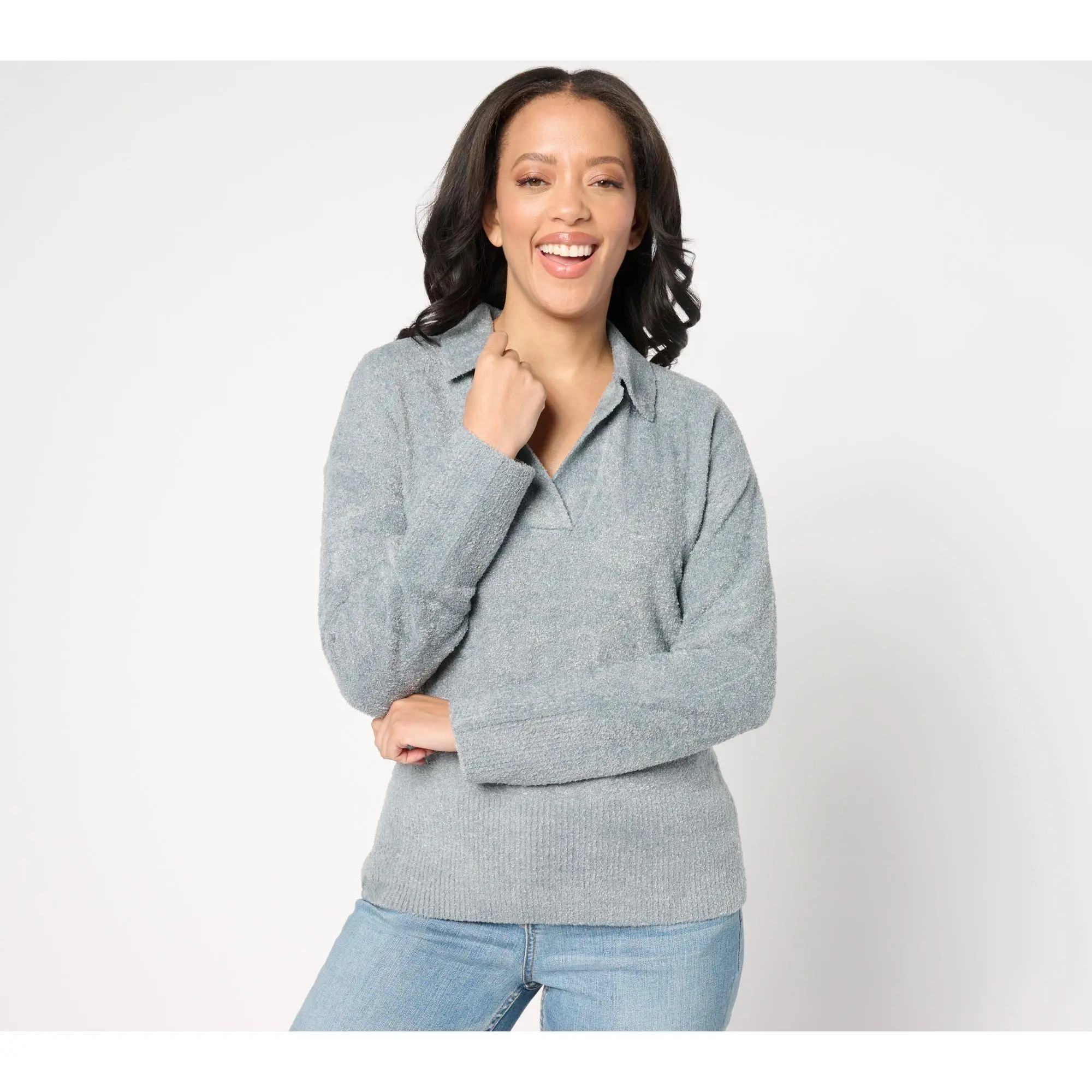 Barefoot Dreams CozyChic Lite Collared Long-Sleeve Pullover