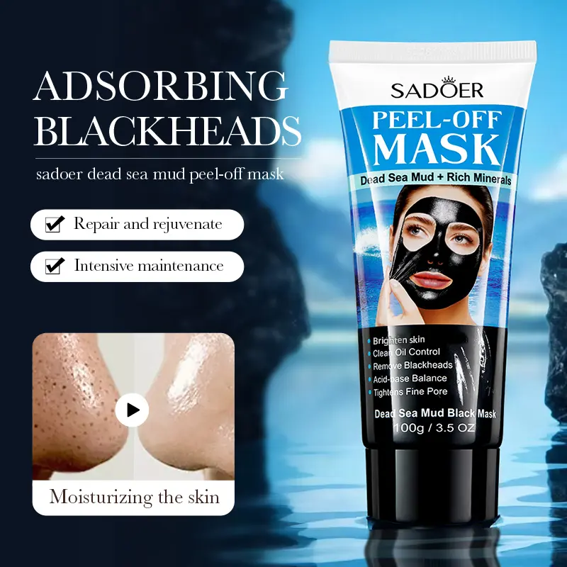 Dead Sea Mud Black Face Mask + Mineral-Rich Peel-Off Cleansing Mask, Oily Skin Repair, Single Item