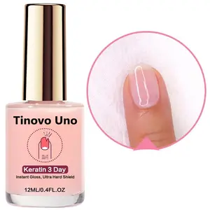 Tinovo Uno Keratin 3 Day Instant Gloss & Ultra Hard Shield - Nail Care Solution, Natural Pink Nail Strengthener, 12ml, Vitamin E Enriched, Alcohol-Free, Fast-Drying Formula for Long-Lasting Shine. Fast Dry Naturally, No Need UV/LED Lamp.