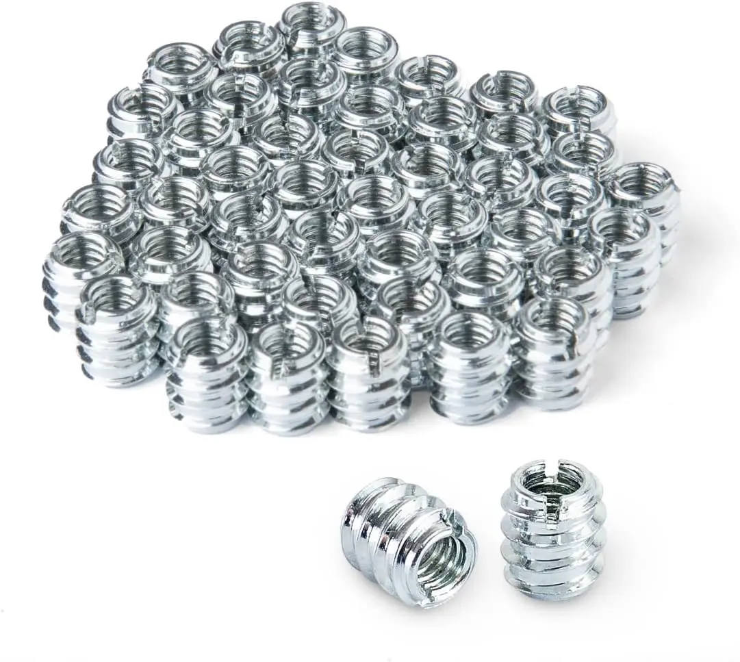 POWERTEC 50 1/4'-20 Nut Inserts | Suitable for Hardwood & Softwood, Woodworking & Furniture | 11.9Mm Length (QTI1002)
