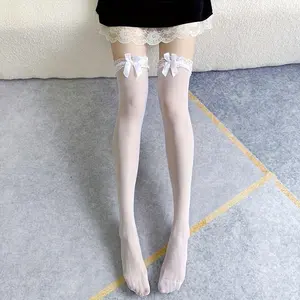 [2 Pairs Silk Lace Stockings] 1 Pair/2 Pairs and More Specifications Lace Long Stockings Silk Stockings Black Stockings Women's Net Stockings Summer Thin White High Stockings Knee High Stockings Pantyhose