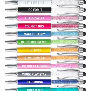 12 Pieces Motivational Crystal Stylus Pens – Inspirational Quotes Bling Pen Set (You Got This, Dream Big, Be Kind)