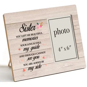 Dumyum Loss of Sister Memorial Photo Frame, Sympathy Gift for Sister in Memory, Wooden Picture Frame (4x6 Inches)
