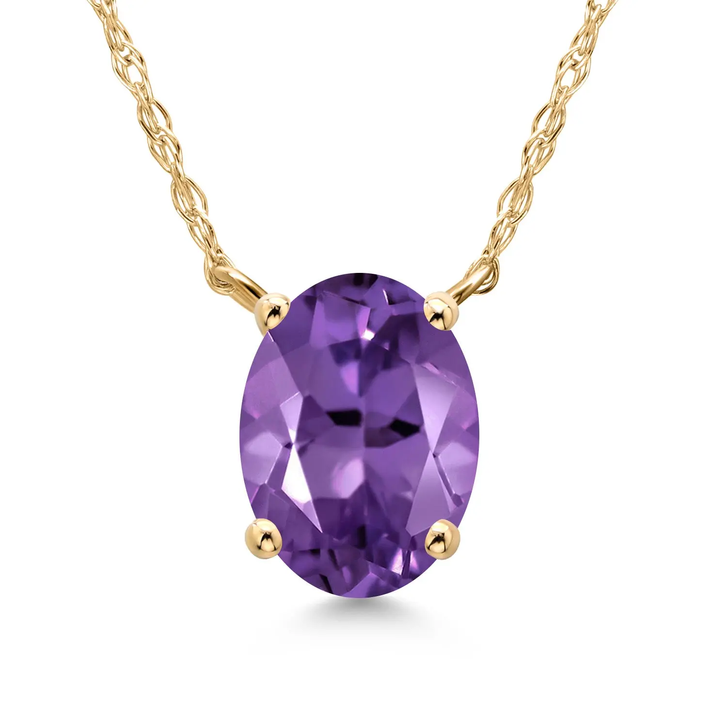 14K Yellow Gold 8X6MM Oval Gemstone Birthstone Pendant Necklace | Gold Necklace for Women | With 18 Inch Gold Chain