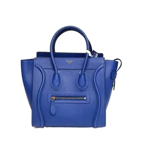 Pre-owned Celine 【Rosy】CELINE Luggage Smiley Face Bag Micro 26 Blue