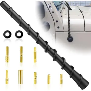 Black Spiral Bending Antenna, Waterproof Car Rubber Antennas, 7 Inch Auto Toppers Flexible Retrofit Antenna with Screw, Universal Exterior Car Accessories for Car Radio AM FM for Trucks, Cars, SUVs