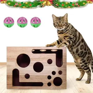 1SET Cat Nail File Enrichment Box |   Cats Scratch Puzzle with Bell Ball & Sandpaper Inside, Stress Free Alternative to Clippers and Grinders, Silicone Material, Without Battery