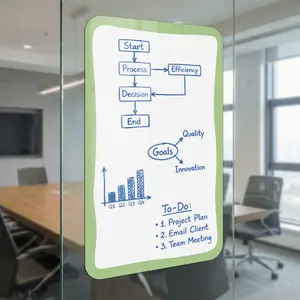 Multicolor wavy border soft set wall stickers, glossy self-adhesive magnetic board - quick installation, smooth writing wall decoration, suitable for blackboard-style painting and learning on walls in offices, living rooms, study rooms, restaurants, etc.