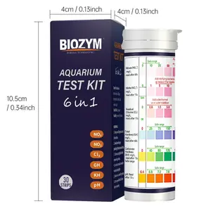 6-In-1 Fish Tank & Aquarium Water Test Strips, Easy to Use, Detects Total Hardness, Nitrate, Nitrite, Chlorine, Alkalinity, Ph, 30 Strips