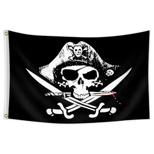 1pc, Pirate Flag, Captain's Tricorn Banner, 2*3ft(60*90cm) /3x5ft (90*150cm), 2 Grommets, Single-sided Printing, Party Decorations Banners for Home, Garden, Room, Party, Activities, Decorations, Halloween