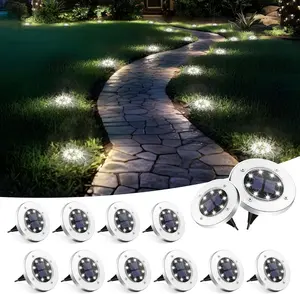 Solar Lights Outdoor , 12 Pack Solar Ground Lights, Solar Garden Lights Landscape Lighting for Pathway Driveway Patio Backyard Walkway (Cool White)
