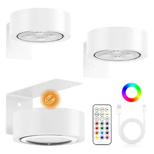 CADRIM 3-Pack Rechargeable Wall Light for Poster Painting Decor 12 Colors Remote & Manual Control Dimmable Timer Indoor Lighting Energy-Saving 3 Lighting Modes