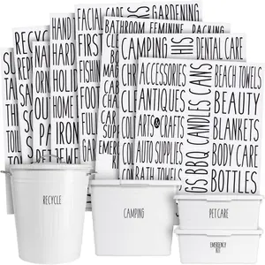 Storage Label Set - Clear Stickers for  Organization - Garage Bin & Pantry Labeling -  Labels for  & Bathroom Organization - Pack of 138, 1" to 1.25" x 3", Black