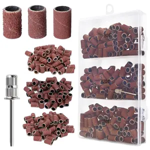 210pcs/75pcs 80#120#180#  Grit Sanding Band & Nail Drill Bit Electric Manicure Machine Nail Polish Head Cutter Sanding Ring Bands Grinding Head Polisher Sand Circle For Electric Nail Machine, Salon Smooth Nail Care