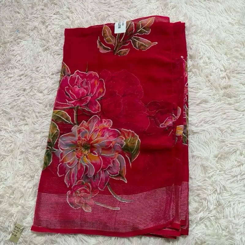 Premium Quality Ciffon Saree with Picco Falls, Ideal for Festival Groupings and Gifting