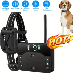 Newly Upgraded Wireless Dog Fence System with 9-Level Remote Control for 3 Dogs - Electric Training Collar, Adjustable Boundary Containment, USB Rechargeable, Shock/Vibration/Buzzer Modes, Real-Time Monitoring for Small/Medium/Large Dogs, W