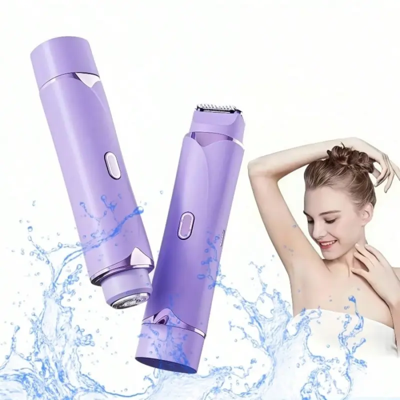 Versatile Dual-Head Electric Hair Trimmer Painless Bikini Trimmer Hair Remover USB Rechargeable Body Hair Trimmer for Skin Care with Korean Collagen Acid