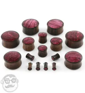 Sono Wood Plugs With Magenta Resin Inlay