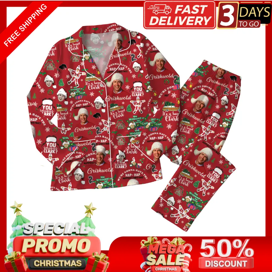 Clark Griswold Santa Pajamas Set, Griswold Thick Pajamas Satin Set, Griswold Holiday Pajamas, Christmas Tree Farm Pjs, Matching Family Pajamas