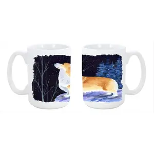 212 MAIN Starry Night Printed Corgi Ceramic Coffee Mug - 15oz Large, Reusable (reuse-friendly), Washable, Dishwasher Safe, Microwavable, Ideal for Coffee, Tea