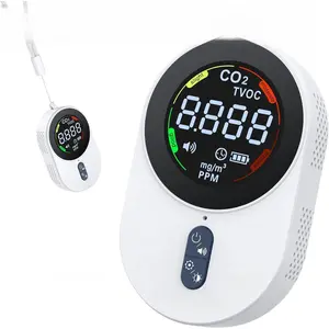 2 in 1 CO2 Detector 700mAh Rechargeable Carbon Dioxide Meter Detects CO2 and TVOC 1s Refresh with Adjustable Buzzer Alarm and Screen Prompt for Travel Camping Home Office Greenhouse