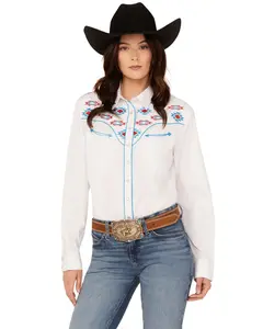 Rodeo Women's Clothing Southwestern Embroidered Long Sleeve Snap Western Shirt - Ls500-521