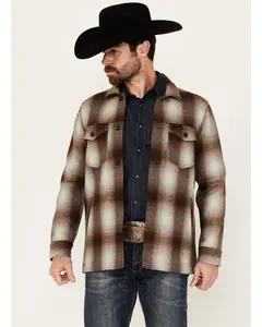Pendleton Men's Lawson Ombre Plaid Print Long Sleeve Button-Down Shirt Jacket - Rk930-32610