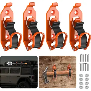 Metal Rubber Shovel Mount for Roof Rack/ Truck Bed, Axe Jeep UTV Offroad Shovel Holder with Wall Mounting Kit Fit 0.67" to 1.57" Diameter Tools 4P