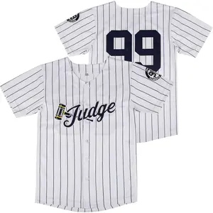 Baseball Jersey Embroidered Patches Sewn White with Navy Stripes