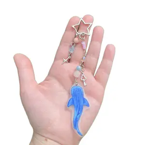 Blue and Pink Whale Shark Shrinky Dink Handmade Keychain Daily Wear